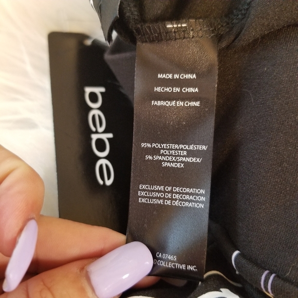 Bebe Sport Women's White Contrast Stripe Logo Shorts Biker Black Short New - Picture 6 of 6